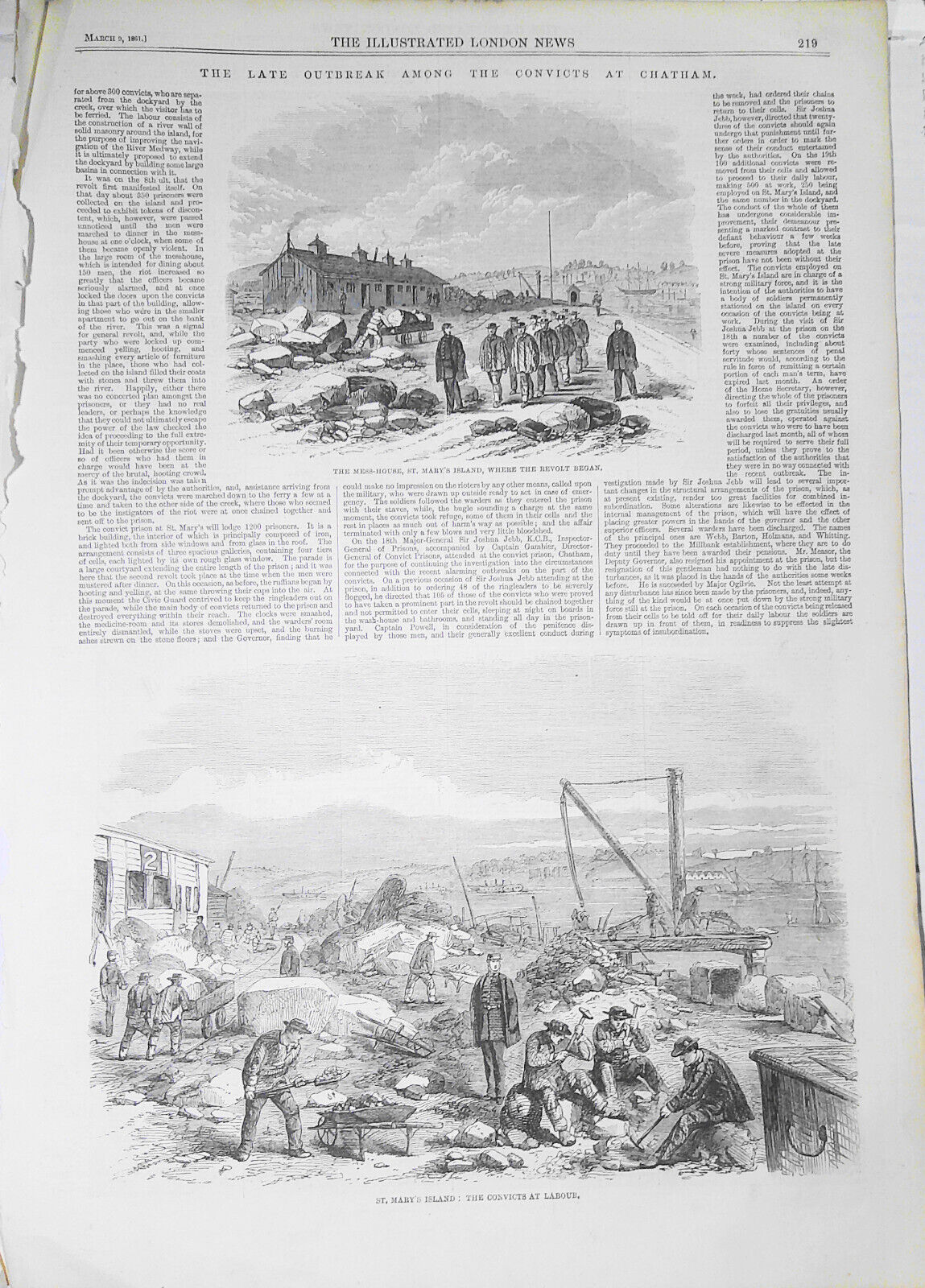 The Late Outbreak Among the Convicts at Chatham - Illustrated London News, 1861