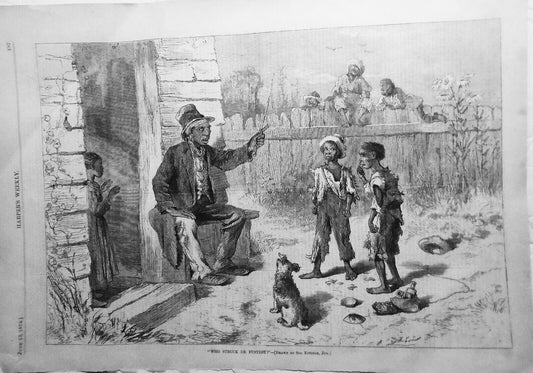 "Who Struck de Fustest?" by Sol Eytinge. Harper's Weekly June 13, 1874 Original.