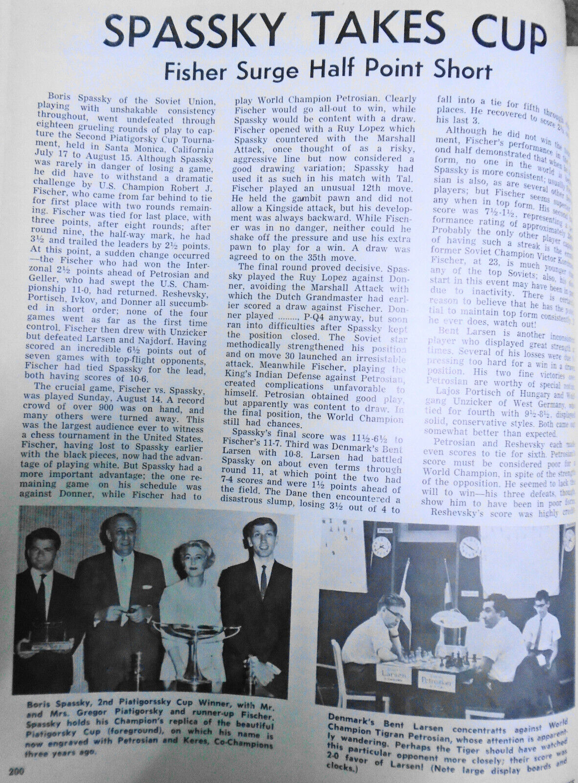 Chess Life, September 1966 -  Piatigorsky Cup: Spassky & Fischer;