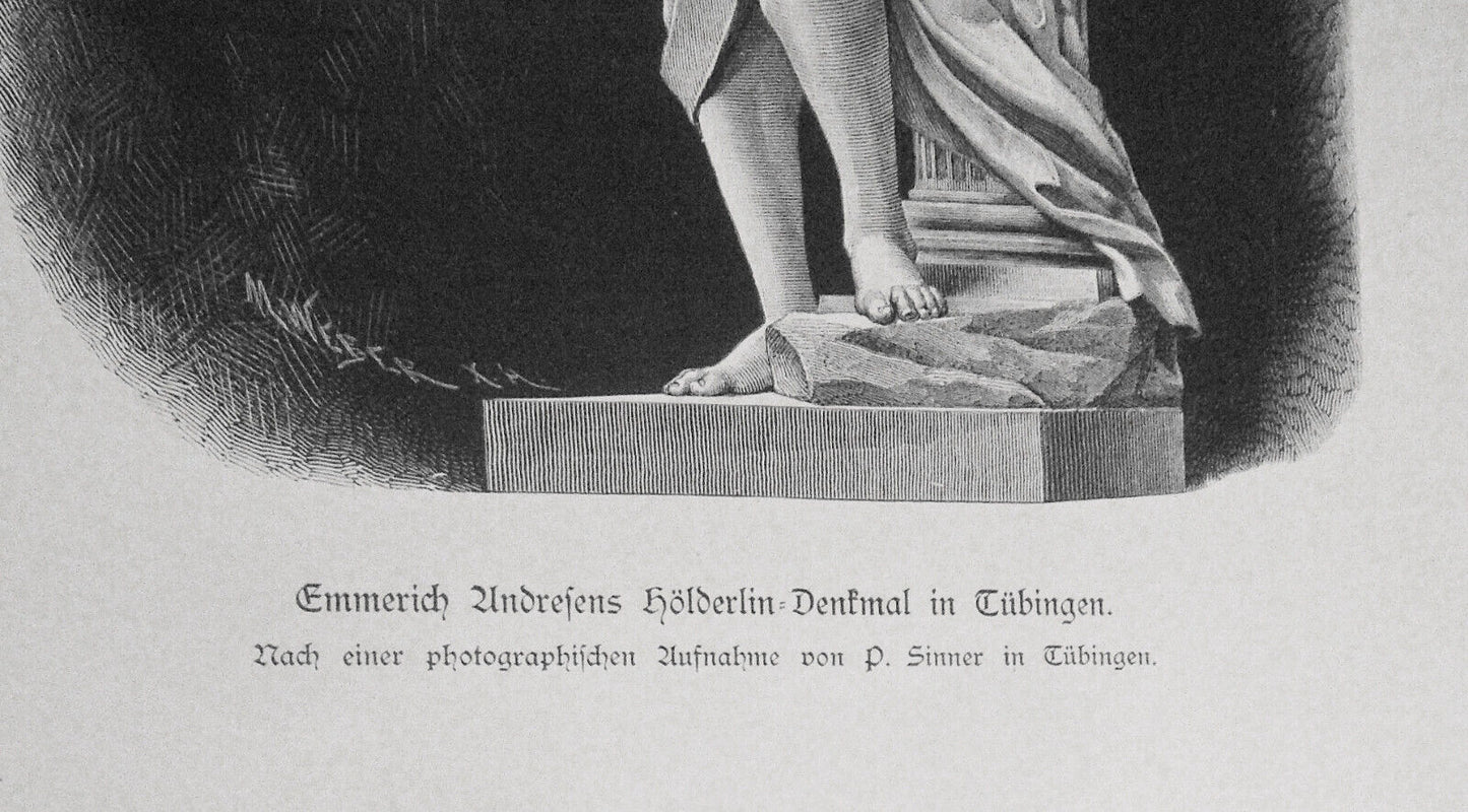 Emmerich Andresens Hölderlin Denkmal in Tübingen, by P. Sinner -- 1882