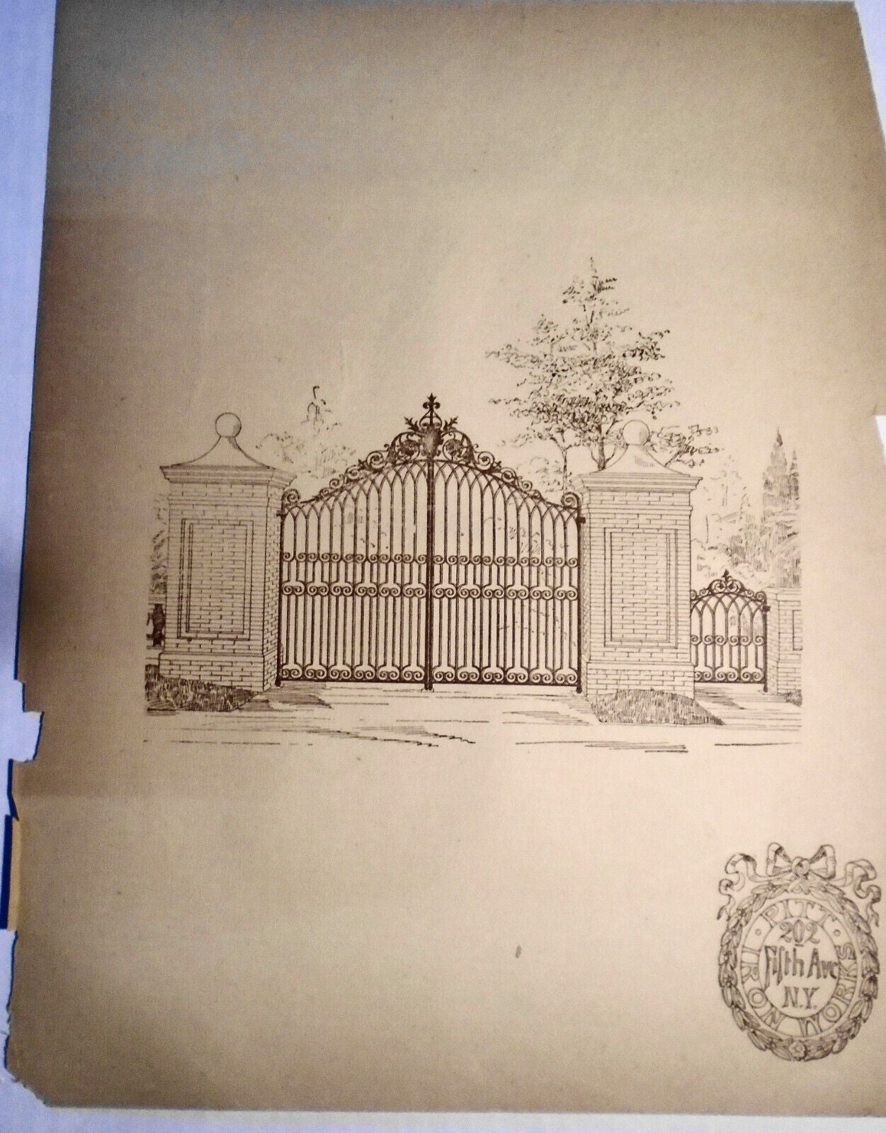 Ornamental gate and entrance, by Pitt Iron Works, N.Y.  -- original 1854 flyer