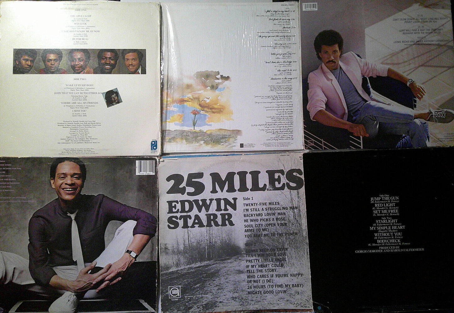 Lot of 6 R&B Soul LP record albums: Harold Melvin, Edwin Starr, Lionel Richie...