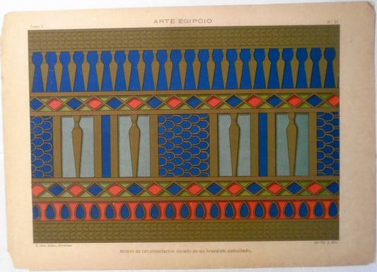 Arte Egipcio : Motivo de Ornamentacion sacado de un brazalete esmaltado - 1890