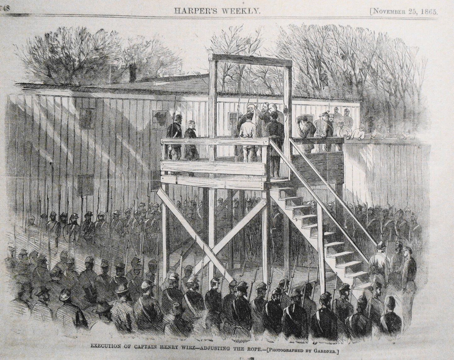 Execution of Captain Wirz. Original, Story & 4 Prints - Harper's Weekly, 1865