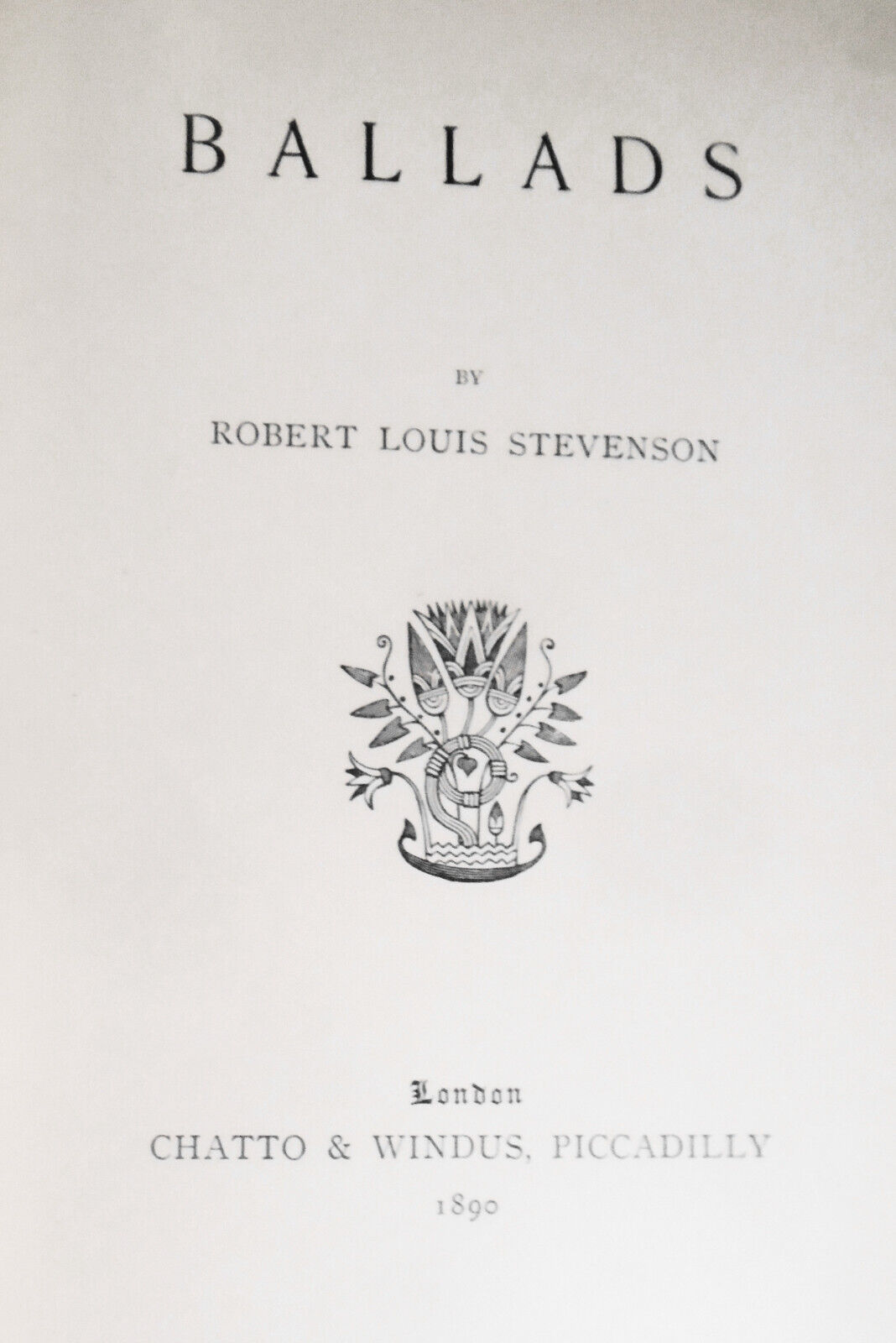 Ballads by Robert Louis Stevenson, 1st 1890. McCutcheon bookplate by F Spenceley