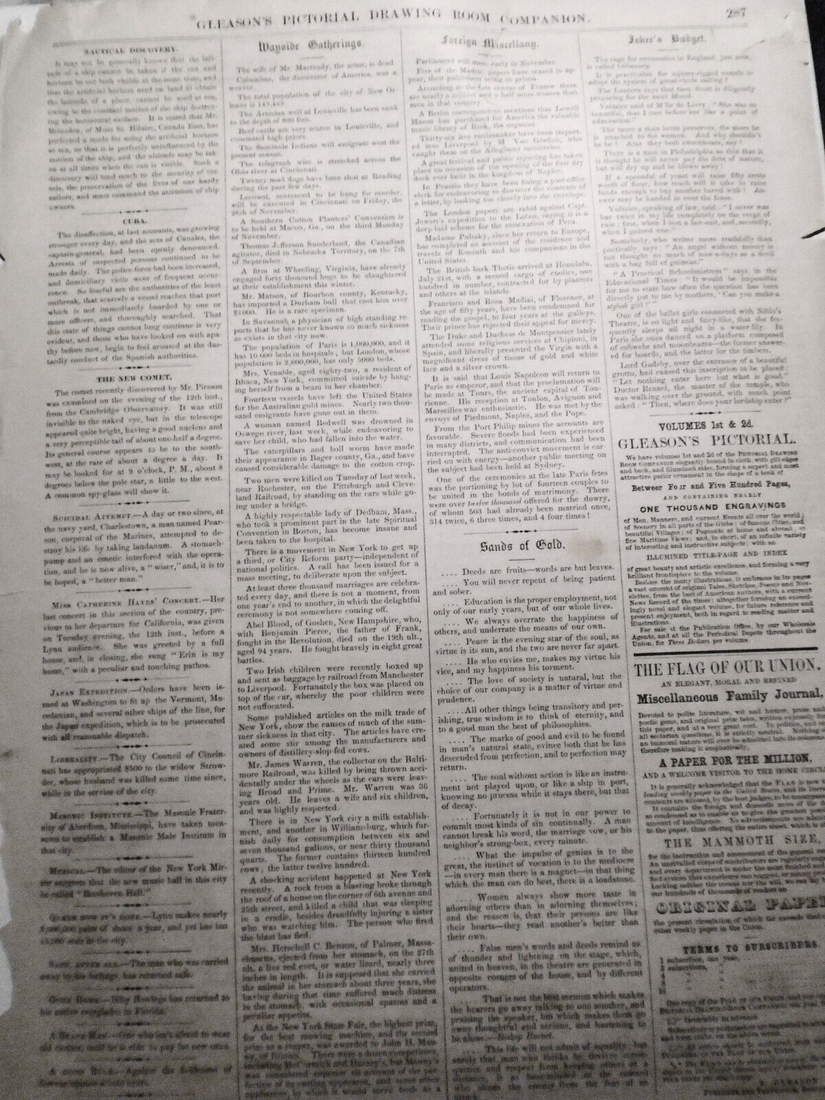 Swedish Emigrants Passing ... Bound To The West. Gleason's Pictorial, 1852.