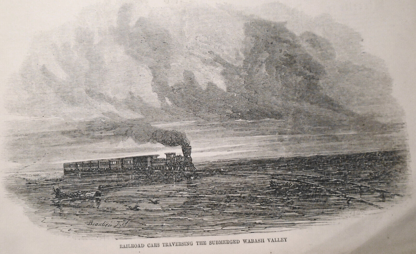 The Great Flood : Cairo, Illinois & Wabash Valley  Harper's Weekly June 26, 1858