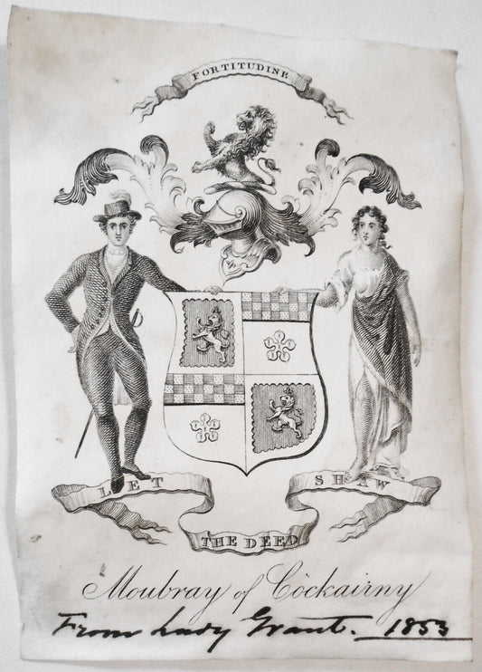 Moubray of Cockairny - Ex Libris Bookplate, 1853.