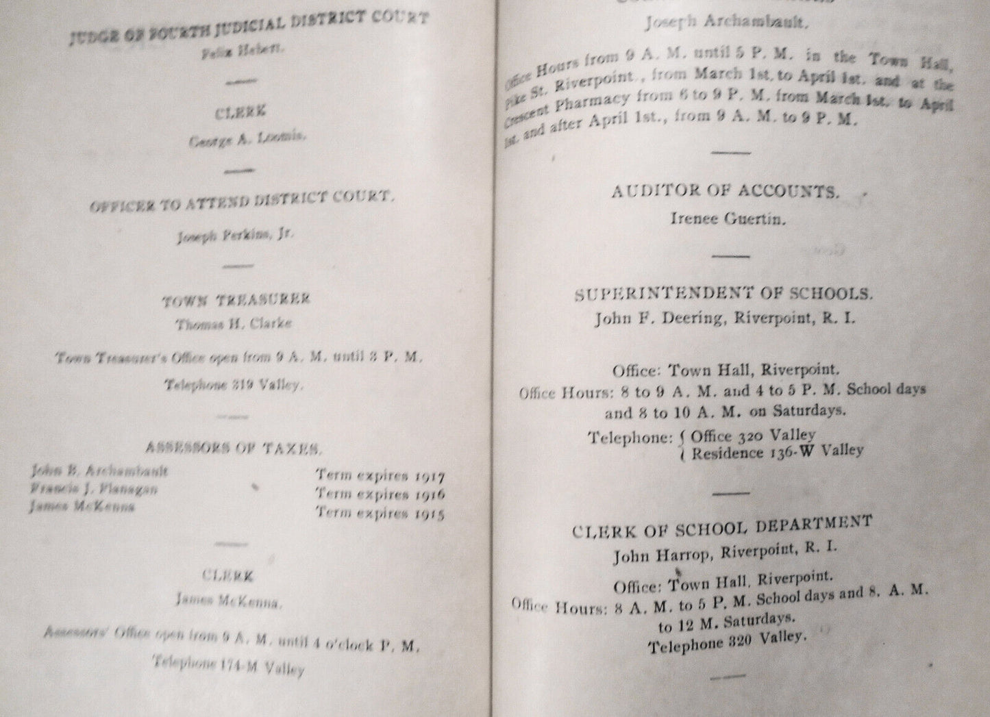 1914 West Warwick town tax as assessed and apportioned on the inhabitants...