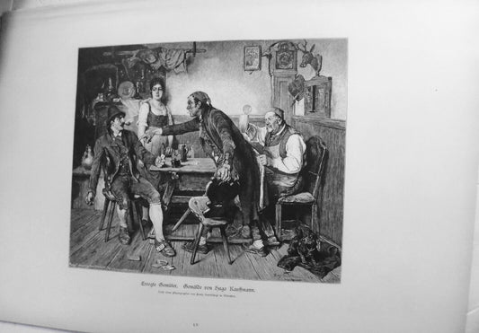 Erregte Gemüter, by Hugo Wilhelm Kauffmann  --  1884  - Original antique print
