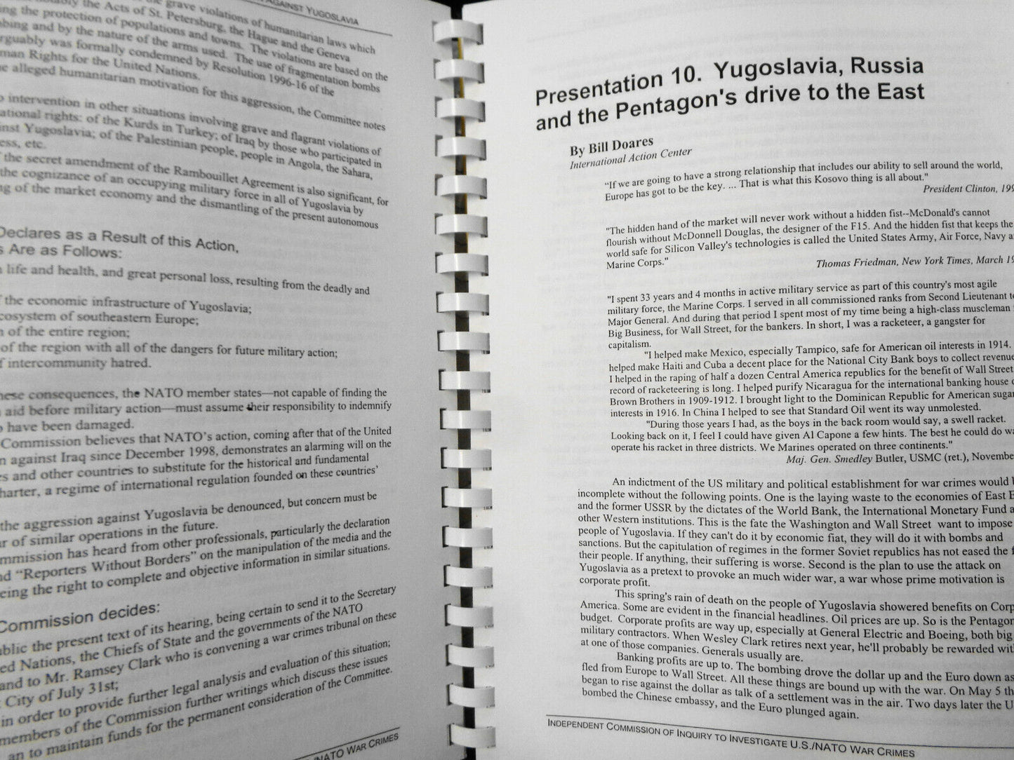 Independent Commission of Inquiry to Investigate US/NATO War Crimes.. Yugoslavia
