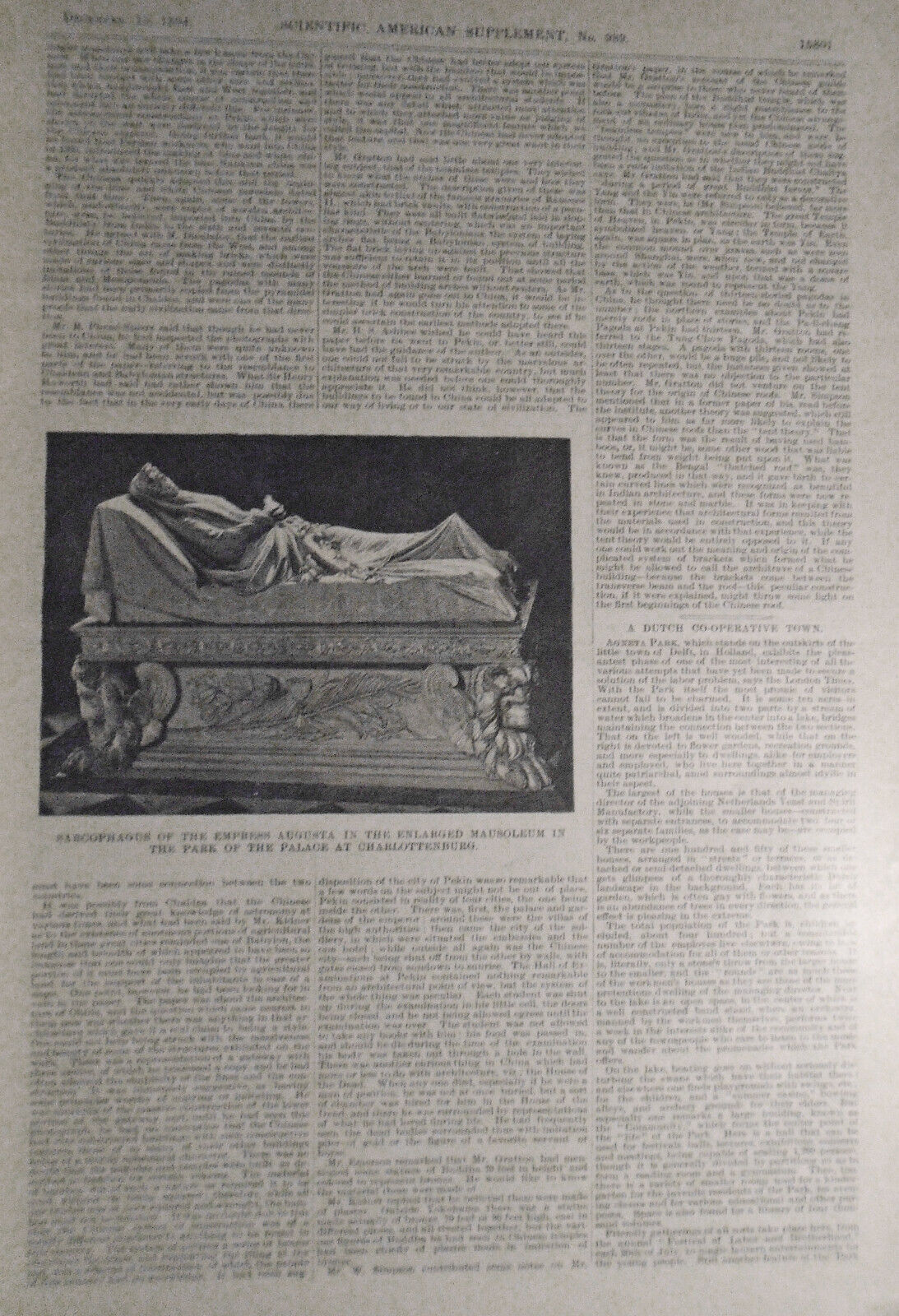 Scientific American Supplement Dec 15, 1894. Experiments with a falling cat, etc