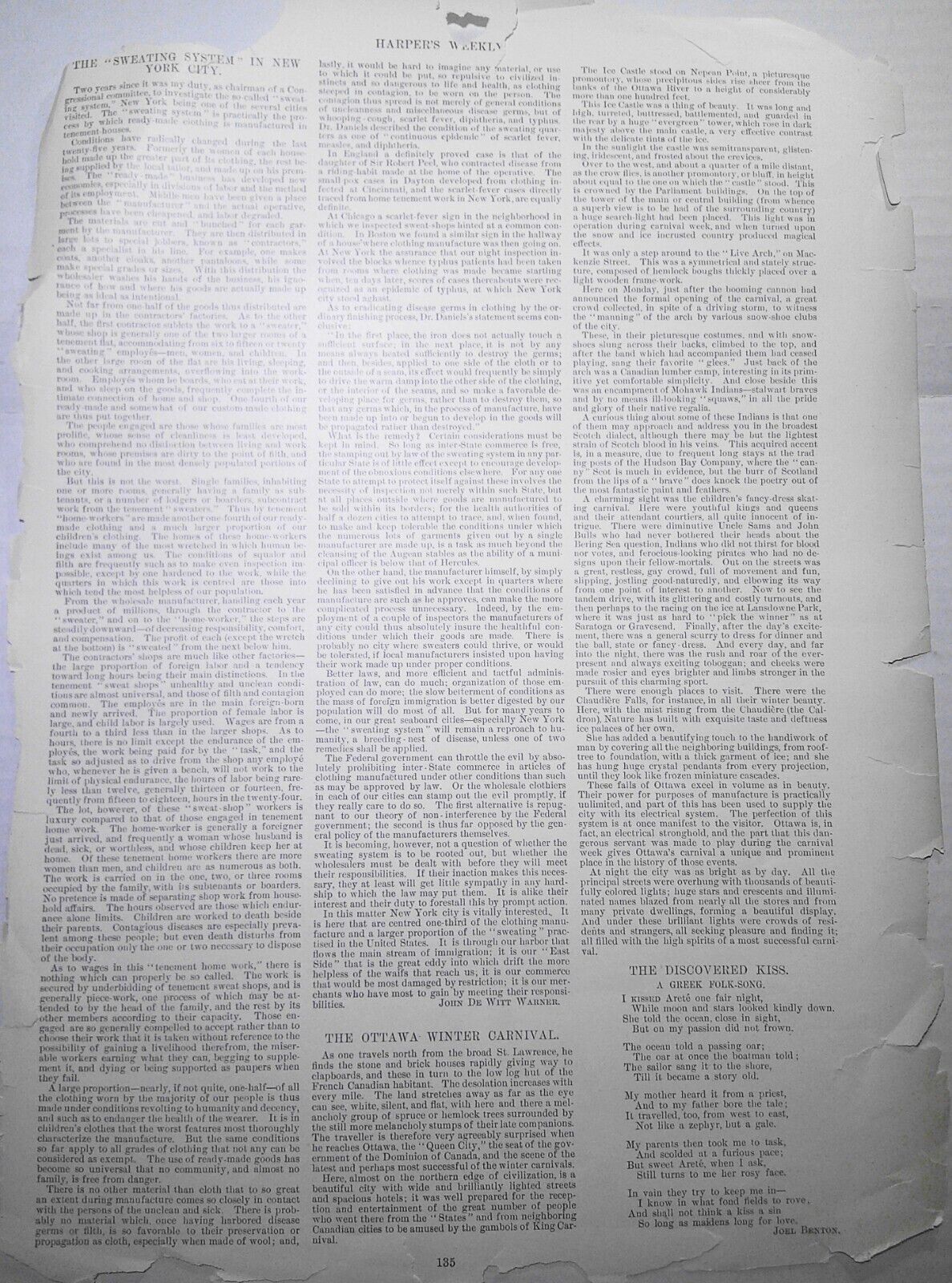The "Sweating System" in New York City. Harper's Weekly original - 5 prints