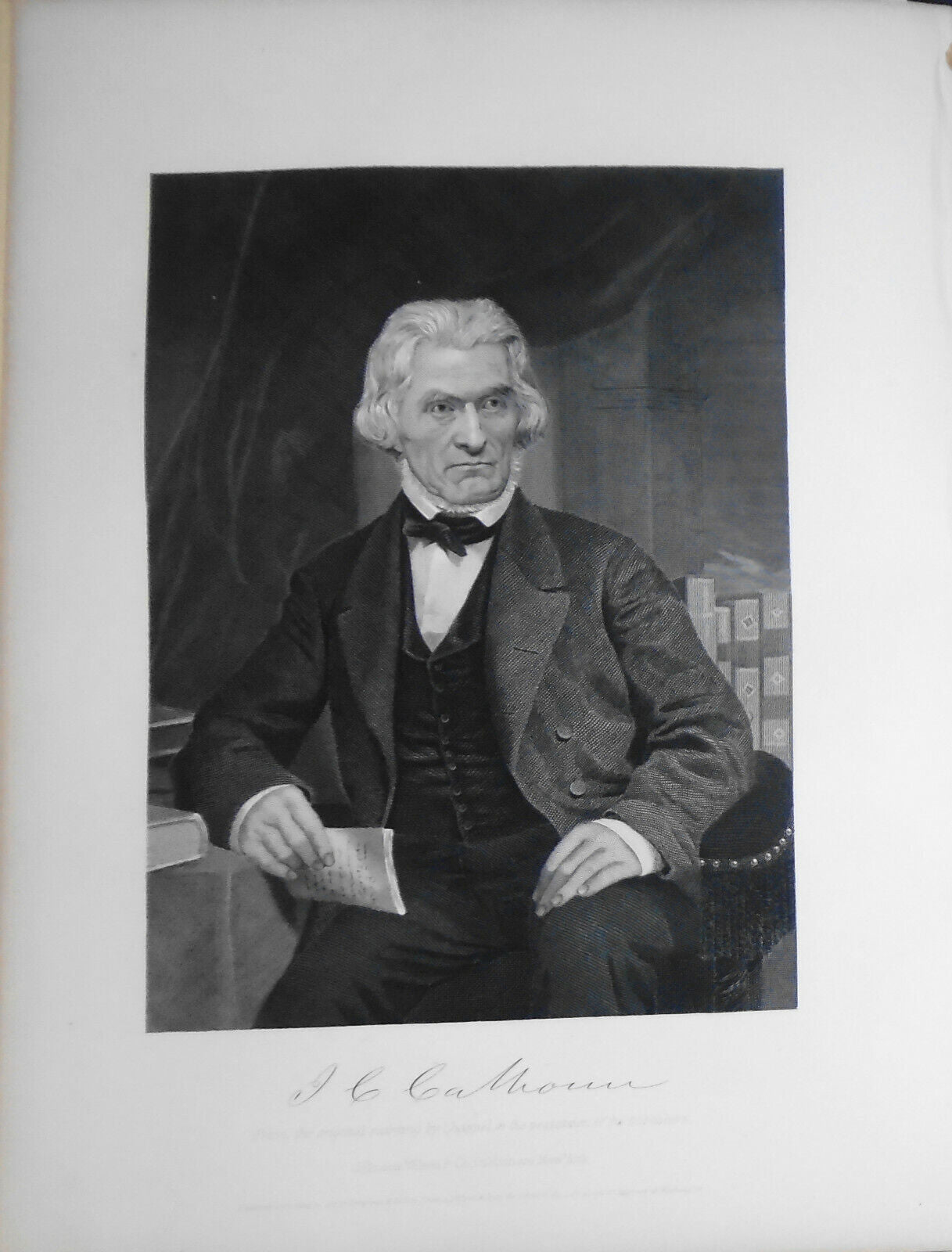 John Caldwell Calhoun - steel engraving - 1873 - Duyckinck Portrait Gallery