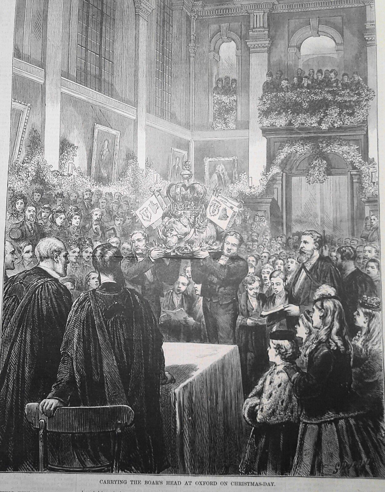 "Carrying The Boar's Head At Oxford on Christmas-Day" - Harper's Weekly, 1874