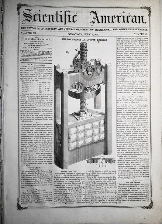 Scientific American July 5, 1856. Electro-Chemical Baths; New Steam Frigates etc