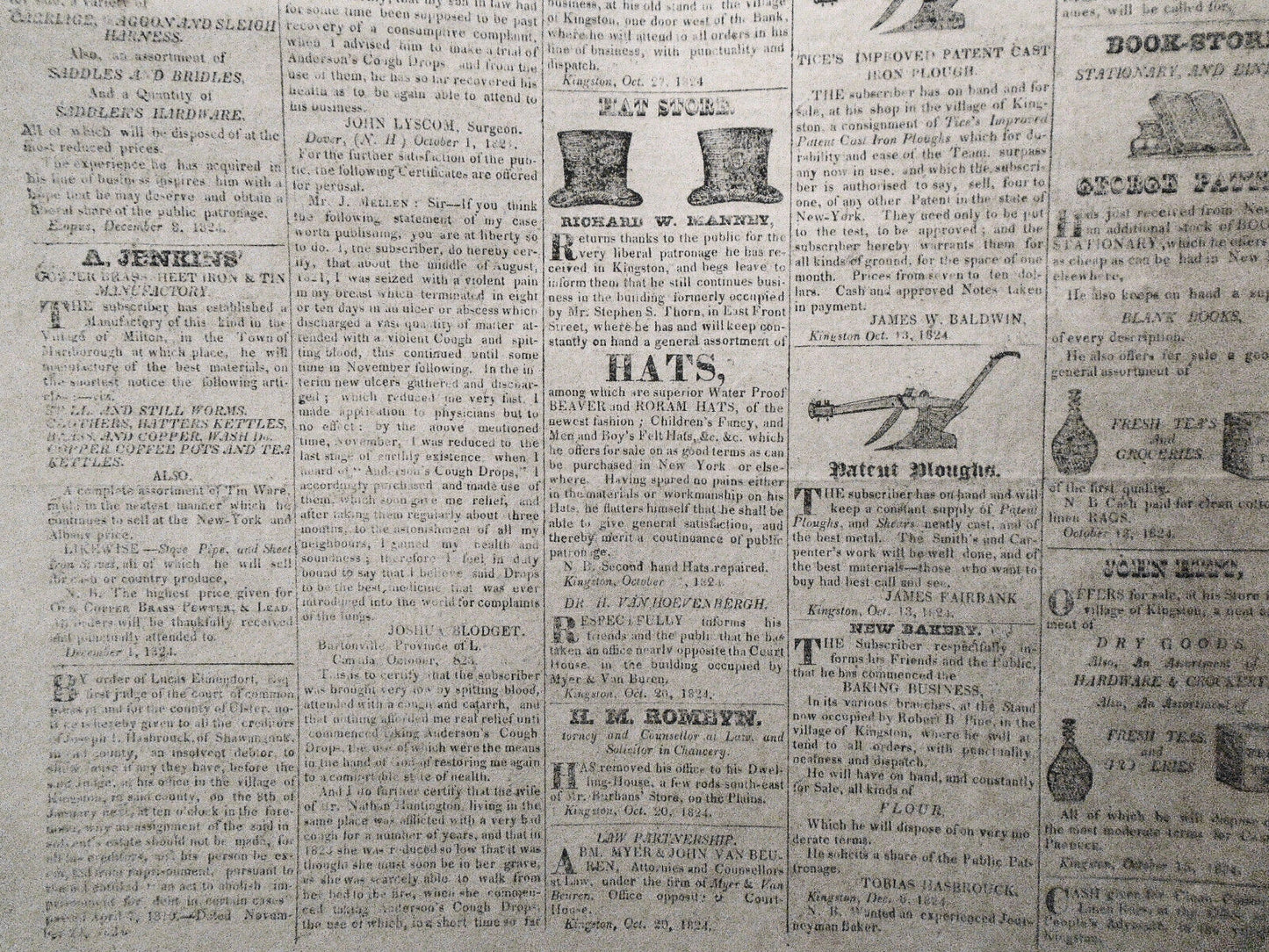 People's Advocate, January 5, 1825 - Kingston (N.Y.) - Gov DeWitt Clinton's copy