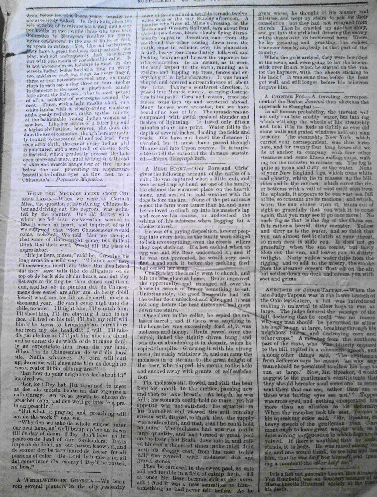 New Lincoln story; Negro on Chinese - Supplement To the Courant, Sept. 11, 1869