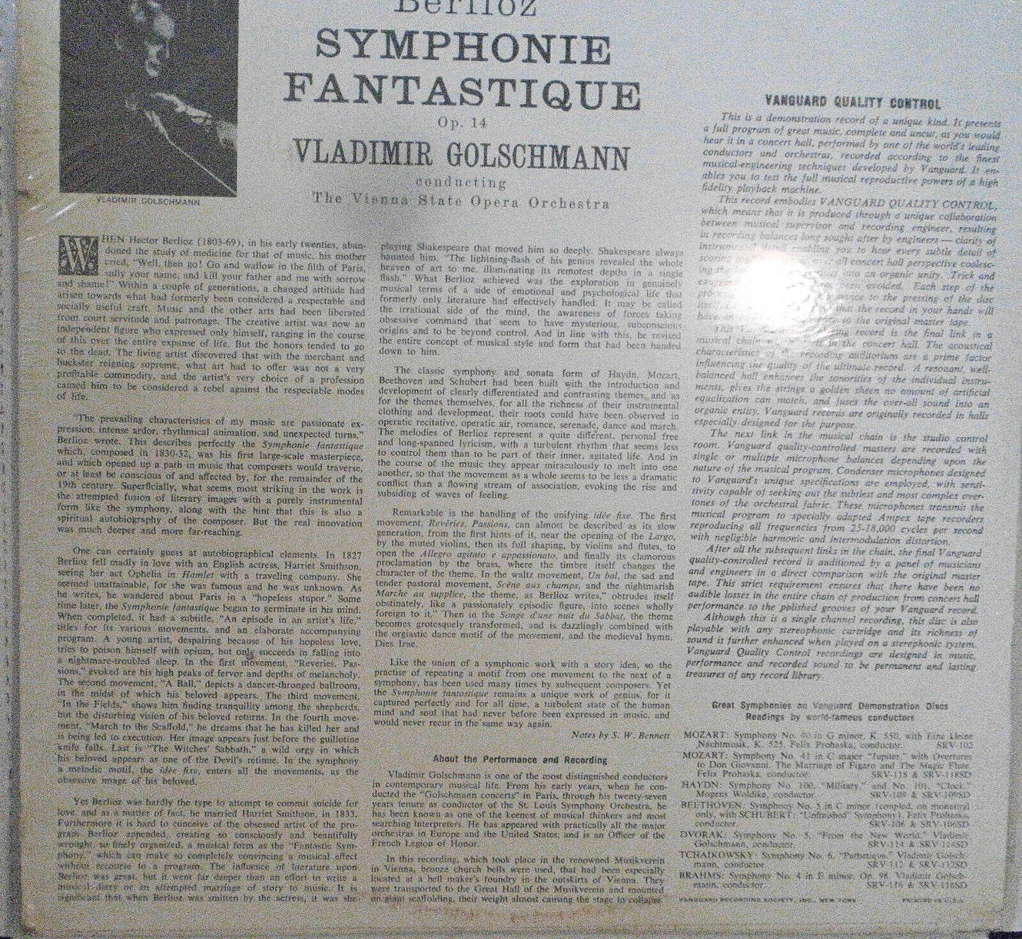 SEALED Berlioz: Symphonie Fantastique Op 14  Golschmann Vienna State SRV-120 LP