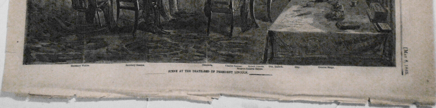 Scene At The Death-Bed of President Lincoln Harper's Weekly May 6, 1865 Original