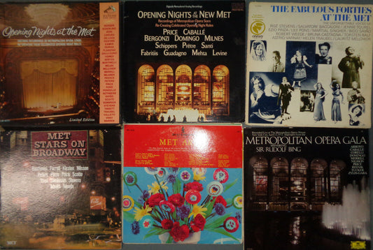 Metropolitan Opera LP lot: Opening Nights (3LP), On Broadway, Bing Gala, Forties