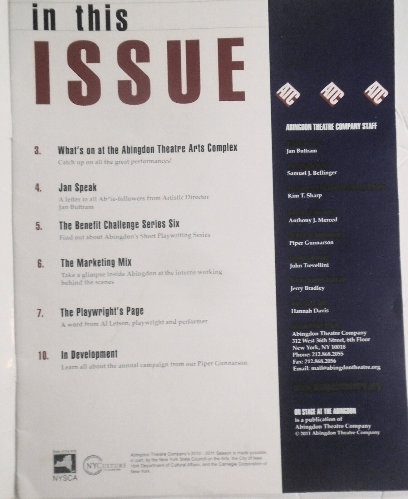 Summer in Sanctuary - Dorothy Strelsin Theatre 2011 - Souvenir program & inserts