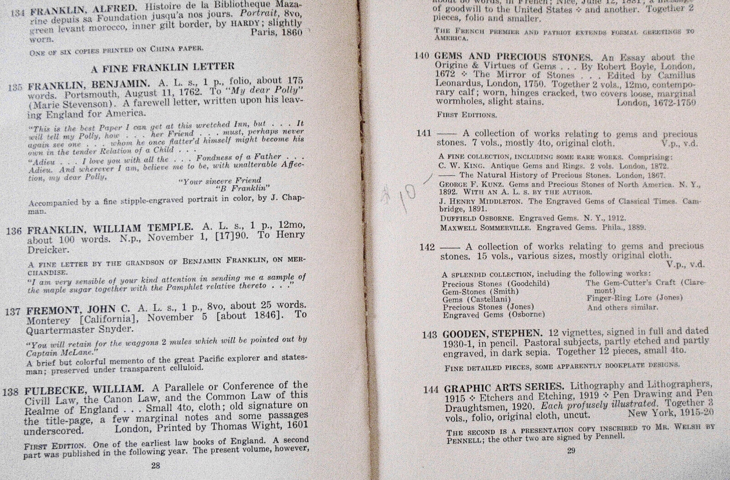 Important bibliographies... John Boyd Thacher; Joseph Pennell collection - 1938