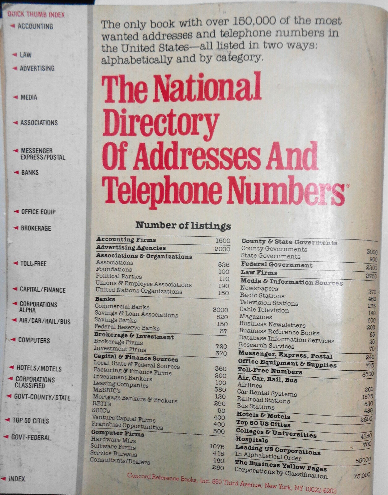 The National directory of addresses and telephone numbers 1986 Edition