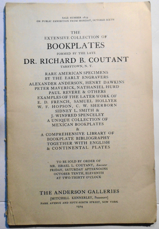 Extensive collection of bookplates formed by Dr Richard B Coutant 1924