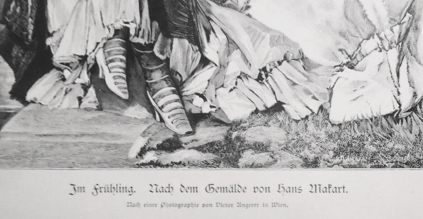 Im Frühling, von Hans Makart  --  1884 Original antique print