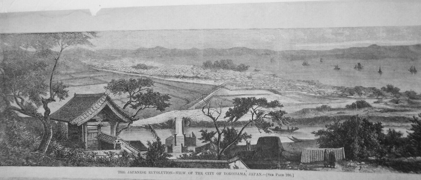 The Japanese Revolution - View of Yokohama & Jeddo - Harper's Weekly May 2, 1868
