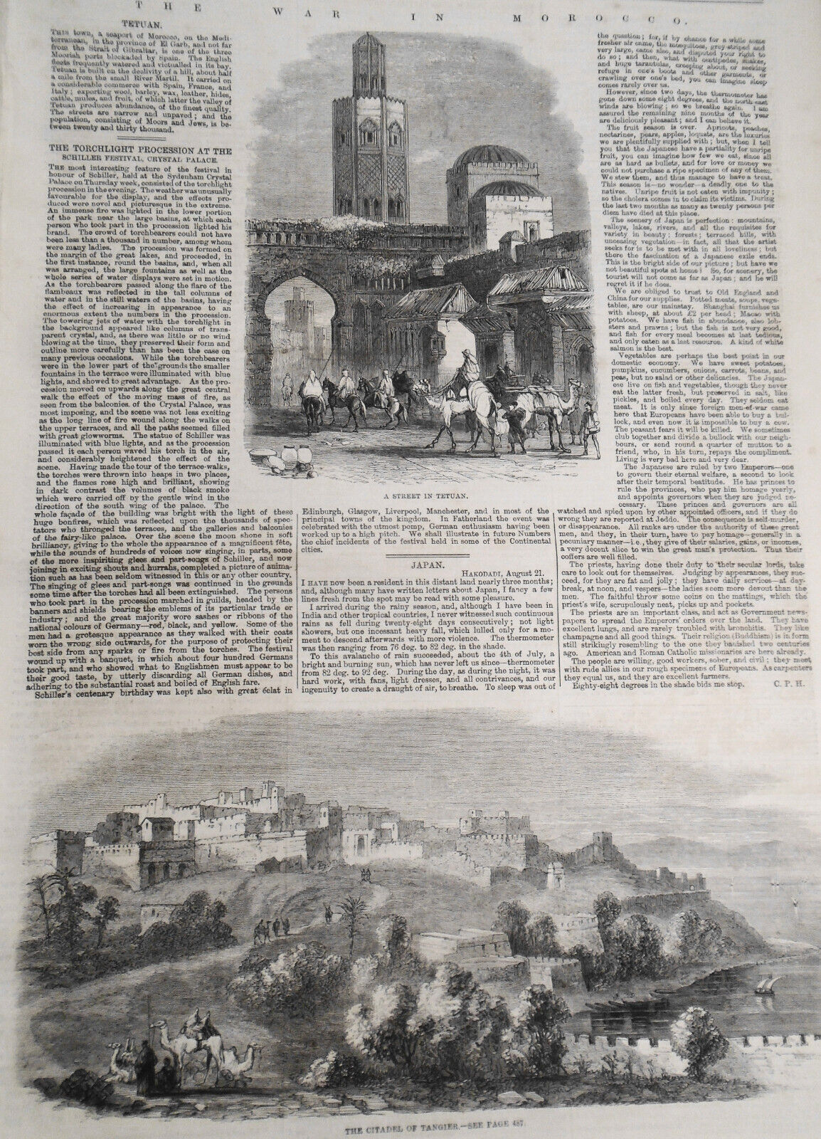 The Illustrated London News, November 19, 1859 War in Morocco; Schiller Festival