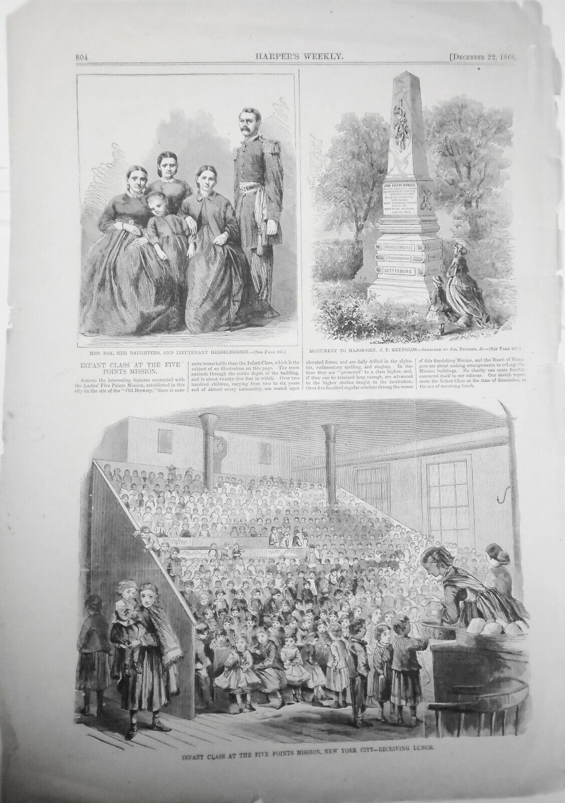 Infant Class At The Five Points Mission, NYC - Receiving Lunch - Harper's 1866