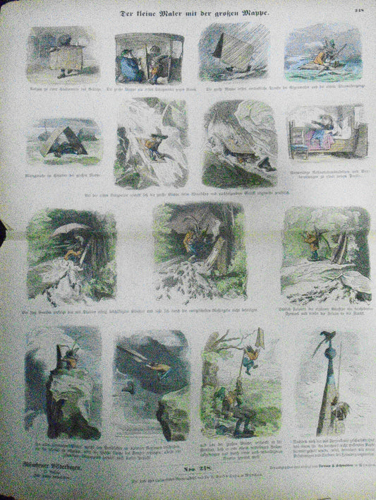 1890 Der kleine Maler mit der großen Mappe - Münchener Bilderbogen 248; W. Busch