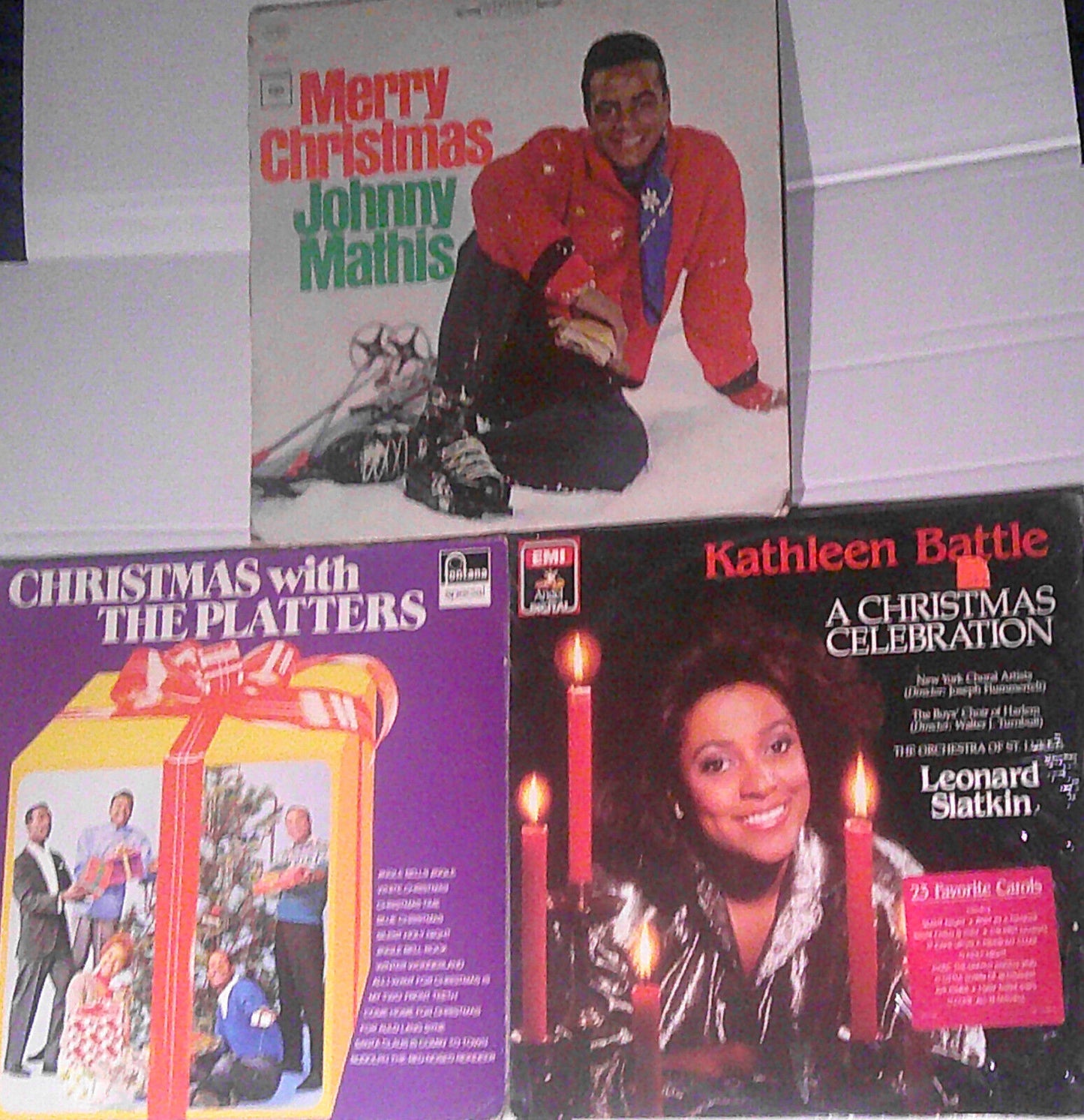 Johnny Mathis, The Platters, & Kathleen Battle - 3 Christmas vinyl LP records
