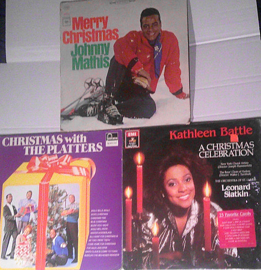 Johnny Mathis, The Platters, & Kathleen Battle - 3 Christmas vinyl LP records