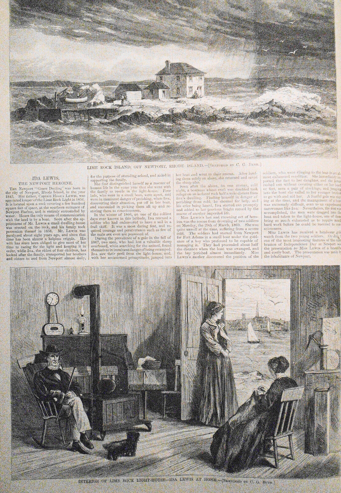 Harper's Weekly July 31, 1869: Ida Lewis, Newport, RI heroine; Camp meeting etc