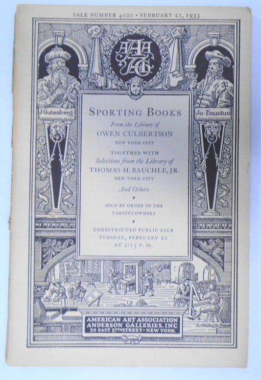 Sporting Books From The Library Of Owen Culbertson. 1933 Anderson Galleries