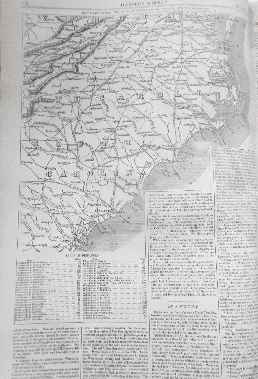 Sherman's march through South Carolina - Harper's Weekly 3/4/1865 Original issue