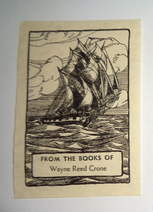 Wayne Reed Crone Ex Libris Bookplate