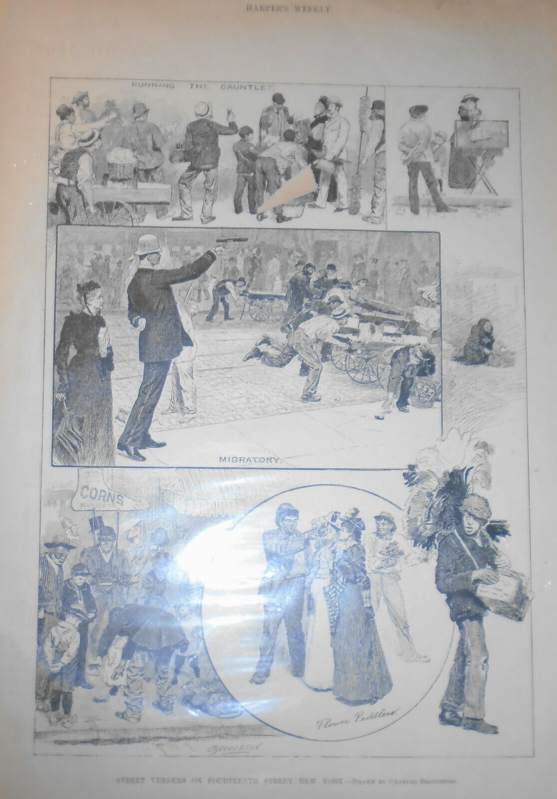 Street Vendors On Fourteenth Street. New York - Harper's Weekly 1892