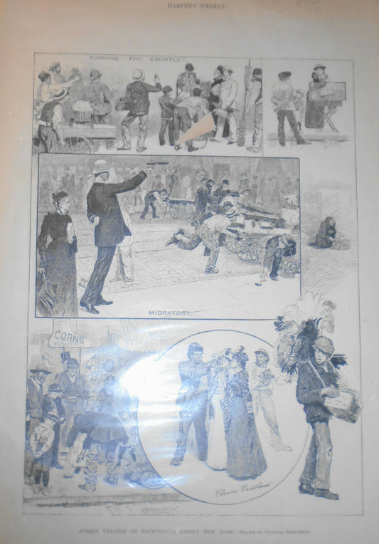 Street Vendors On Fourteenth Street. New York - Harper's Weekly 1892