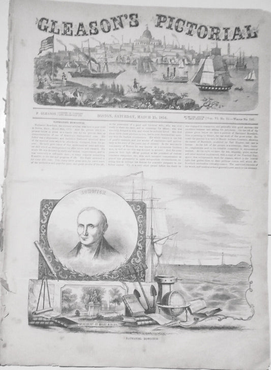 Gleason's Pictorial March 25, 1854 - Nathaniel Bowditch; Scenes in California..