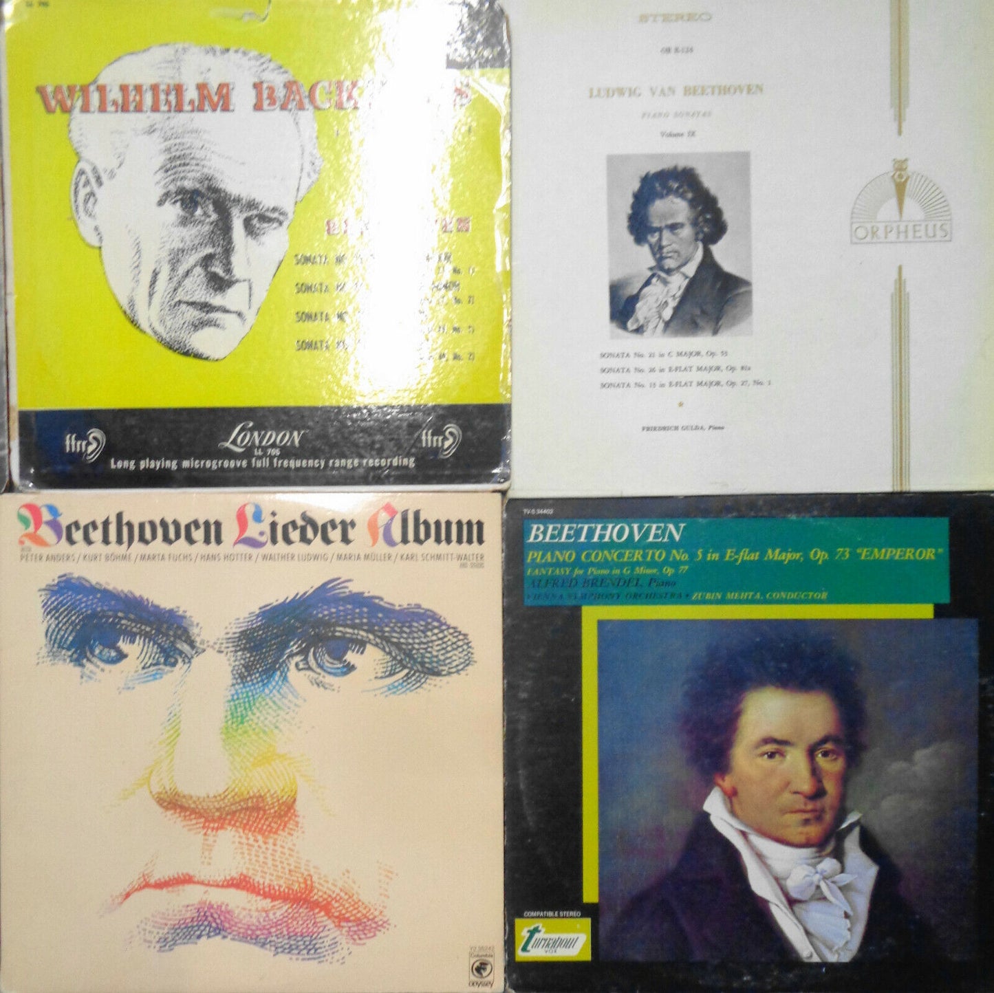 16 Beethoven LPs: Balachowski Richter Van Cliburn Schnabel Badura-skoda Brendel