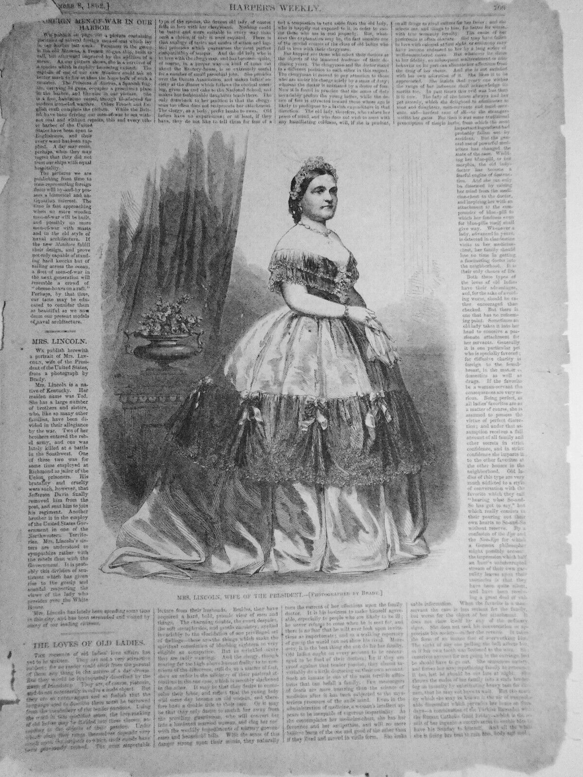 Mrs. Lincoln, Wife Of The President - Harper's Weekly, Original November 8, 1862