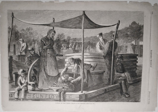Sunday On The Canal. Drawn By Paul Frenzeny - Harper's Weekly 1873