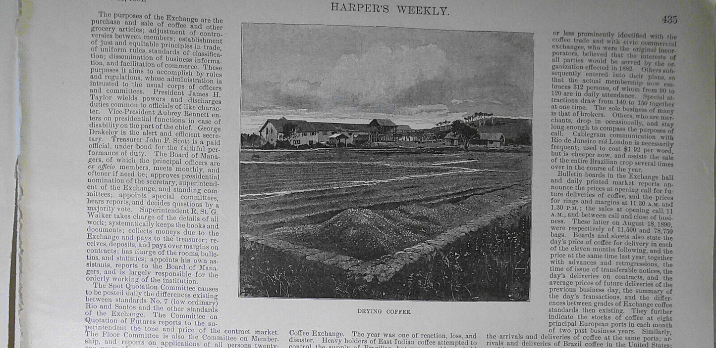 The Coffee Exchange of New York City - Harper's Weekly, 1891 - 4 pages, original