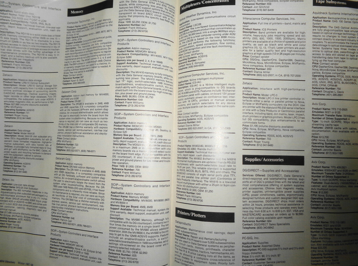 The DBM Directory - for Data General and Compatible systems, Winter 1987/88