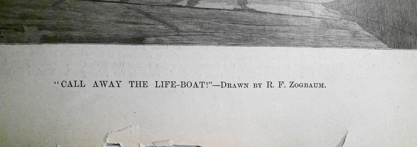 "Call Away the Life-boat!", drawn by R. F. Zogbaum. Harper's Weekly, 1893 cover.