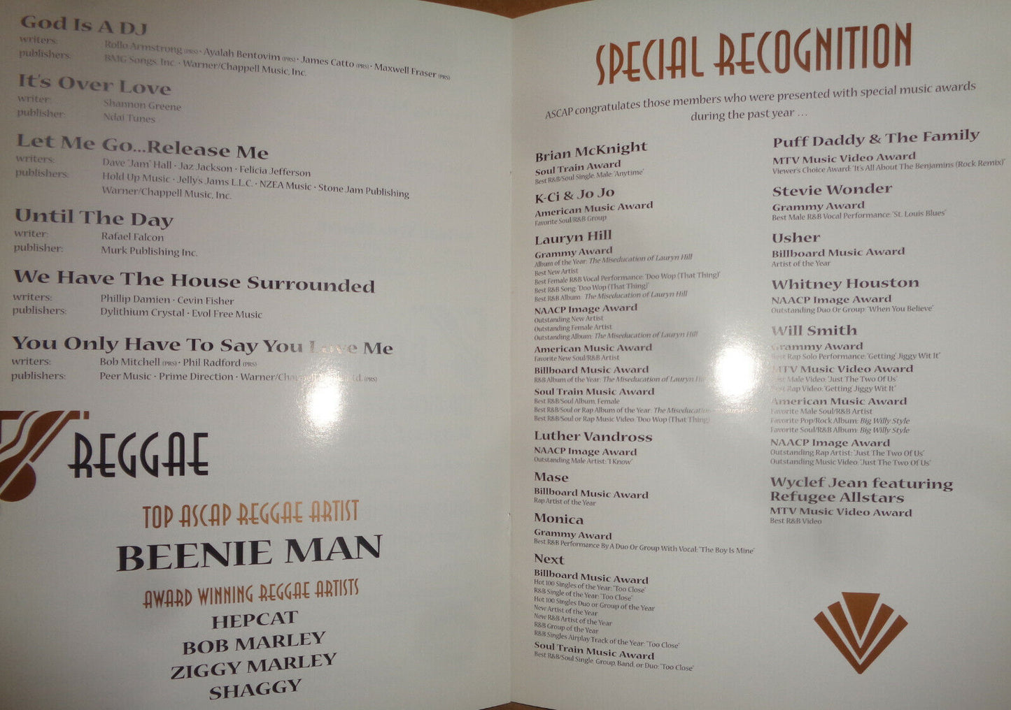 1999 ASCAP Rhythm & Soul Music Awards 12th Anniversary - Souvenir Program